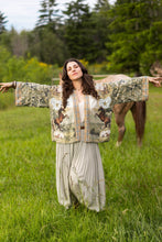 Load image into Gallery viewer, Born to Run Pixie Duster Crop Kimono w/ Horse & Flower Print