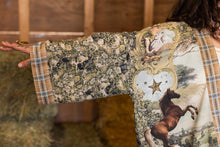 Load image into Gallery viewer, Born to Run Pixie Duster Crop Kimono w/ Horse & Flower Print