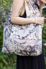 Load image into Gallery viewer, Peace Wine & Sunshine Floral Boho Linen Market Tote