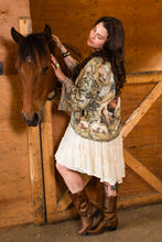 Load image into Gallery viewer, Born to Run Pixie Duster Crop Kimono w/ Horse & Flower Print