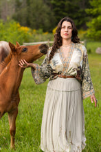 Load image into Gallery viewer, Born to Run Pixie Duster Crop Kimono w/ Horse & Flower Print