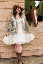 Load image into Gallery viewer, Born to Run Pixie Duster Crop Kimono w/ Horse & Flower Print