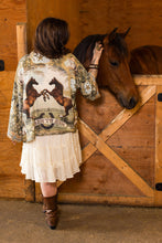 Load image into Gallery viewer, Born to Run Pixie Duster Crop Kimono w/ Horse & Flower Print