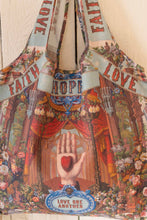 Load image into Gallery viewer, Love Language Heart and Floral Print Linen Market Tote