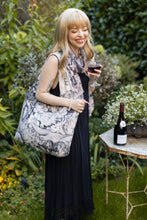 Load image into Gallery viewer, Peace Wine & Sunshine Floral Boho Linen Market Tote