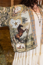 Load image into Gallery viewer, Born to Run Pixie Duster Crop Kimono w/ Horse & Flower Print