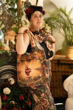 Load image into Gallery viewer, Courage Dear Heart Boho with Sacred Heart Linen Market Tote