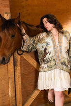 Load image into Gallery viewer, Born to Run Pixie Duster Crop Kimono w/ Horse & Flower Print