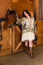 Load image into Gallery viewer, Born to Run Pixie Duster Crop Kimono w/ Horse & Flower Print