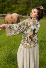 Load image into Gallery viewer, Born to Run Pixie Duster Crop Kimono w/ Horse & Flower Print