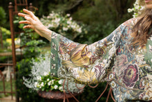 Load image into Gallery viewer, Love Grows Wild Pixie Duster Bamboo Kimono w/ Bees Cropped

