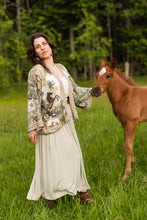 Load image into Gallery viewer, Born to Run Pixie Duster Crop Kimono w/ Horse &amp; Flower Print
