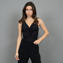 Load image into Gallery viewer, Viola V-Neck Shirred Bodysuit Black
