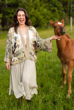 Load image into Gallery viewer, Born to Run Pixie Duster Crop Kimono w/ Horse &amp; Flower Print
