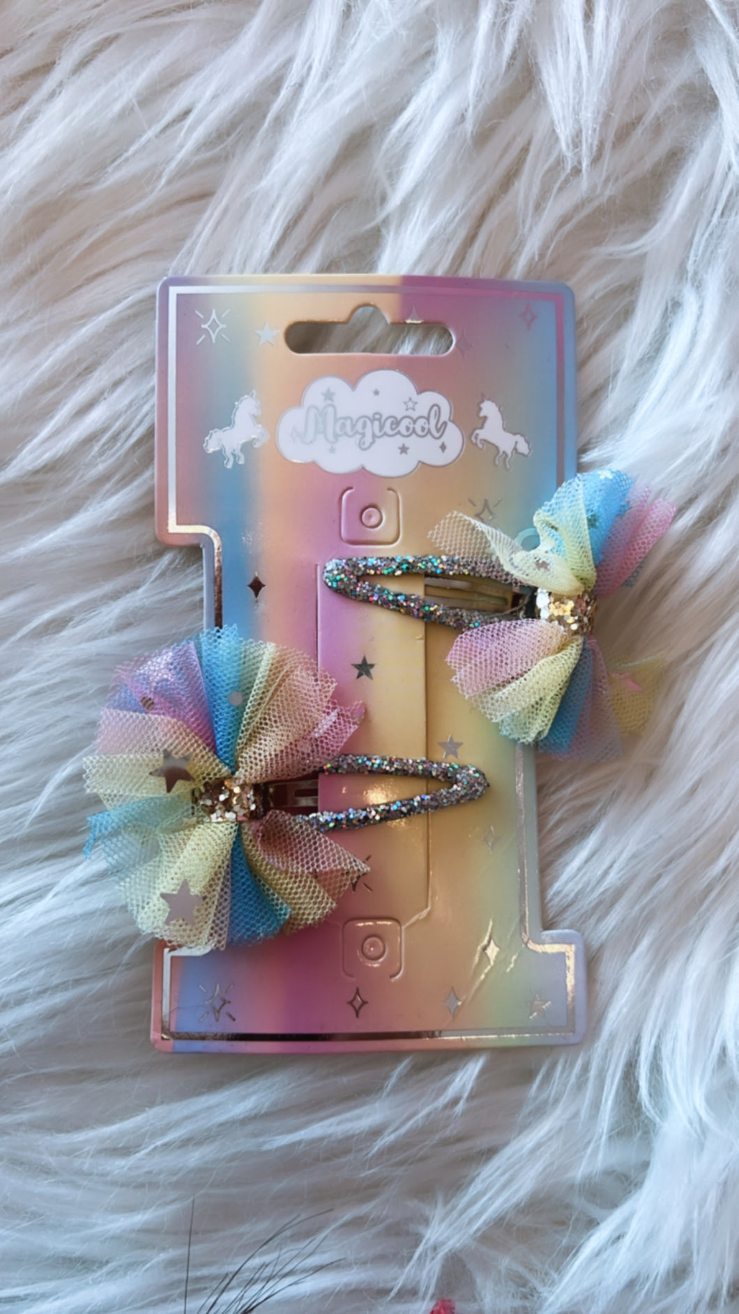 Rainbow Tulle Clip Set