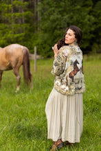 Load image into Gallery viewer, Born to Run Pixie Duster Crop Kimono w/ Horse &amp; Flower Print
