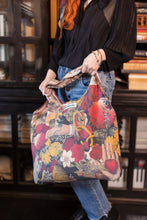 Load image into Gallery viewer, Friendship Love &amp; Truth Linen Tote Bag w Vintage Heart Print
