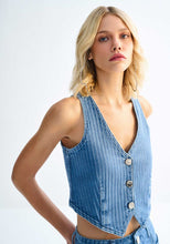 Load image into Gallery viewer, Pinstripe Denim Vest
