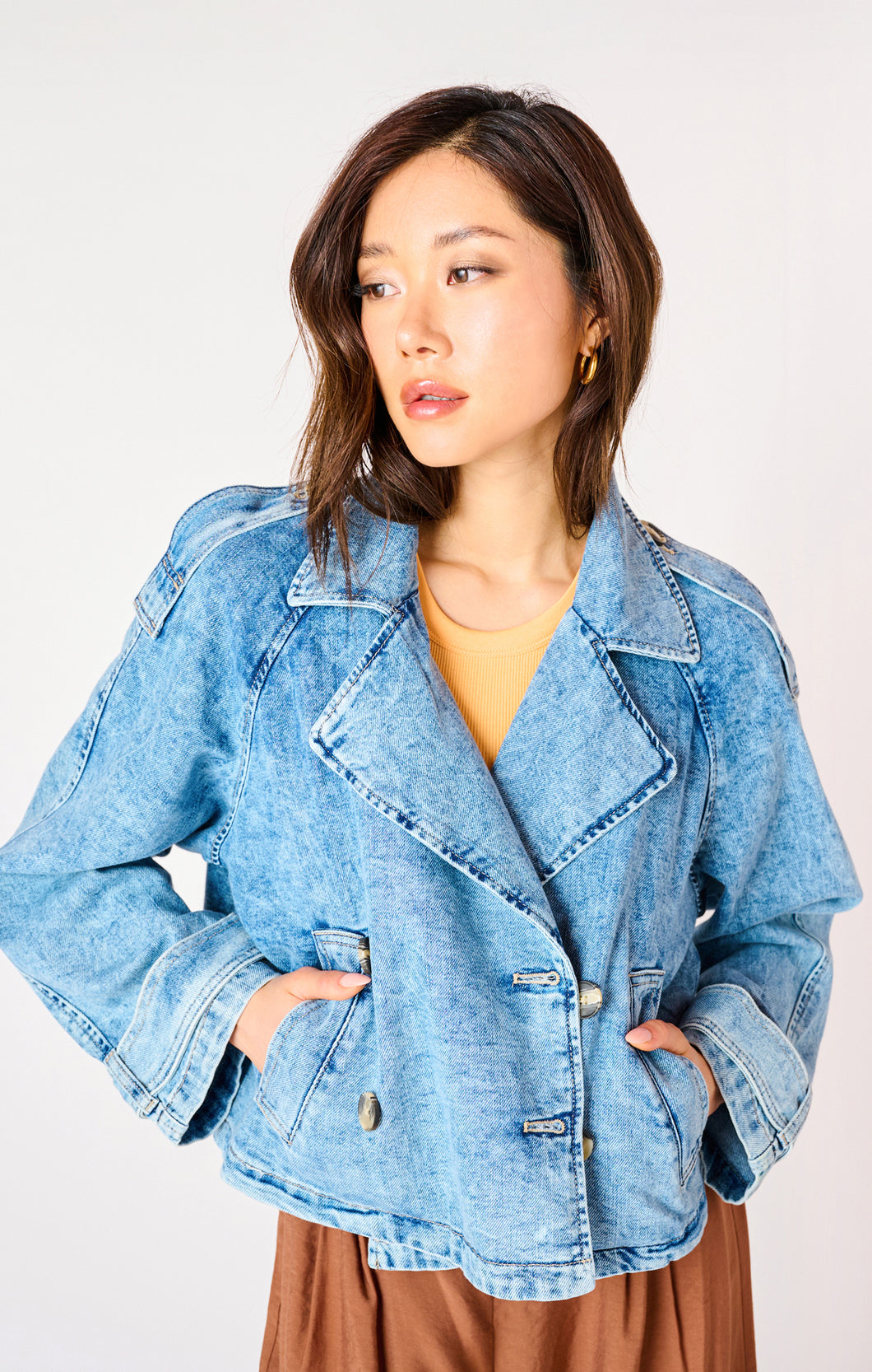 Alexa Cropped Denim Trench